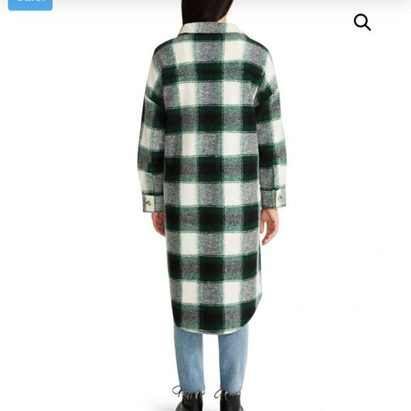 Steve Madden BB Dakota SANTA CRUZ LONG SHACKET IN GREEN PLAID VENDOR - Picture 2 of 7